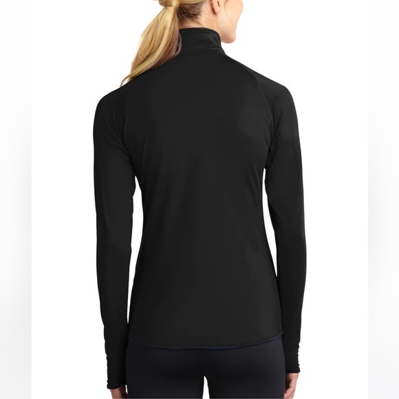 Tek Gear DRYTEK size M black long sleeve 1/4 zip pullover athletic shirt jacket - Picture 3 of 15